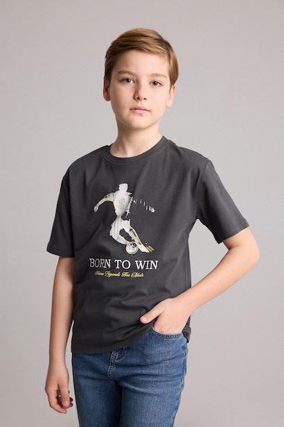 Boy New Regular Fit Crew Neck Printed T-Shirt