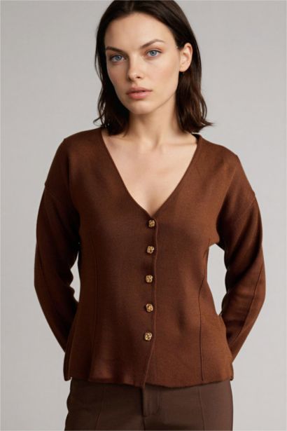 Regular Fıt V Yaka Triko Hırka