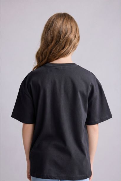 Girl Crew Neck Printed Short Sleeve T-Shirt