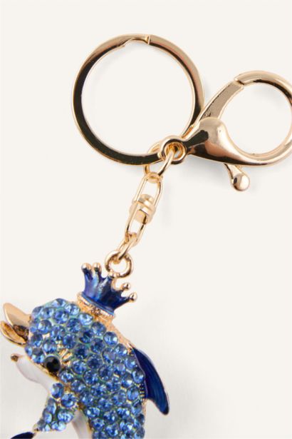 Woman Rhinestone Dolphin Keychain