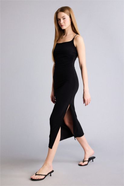 Bodycon Vücudu Saran Maxi Elbise