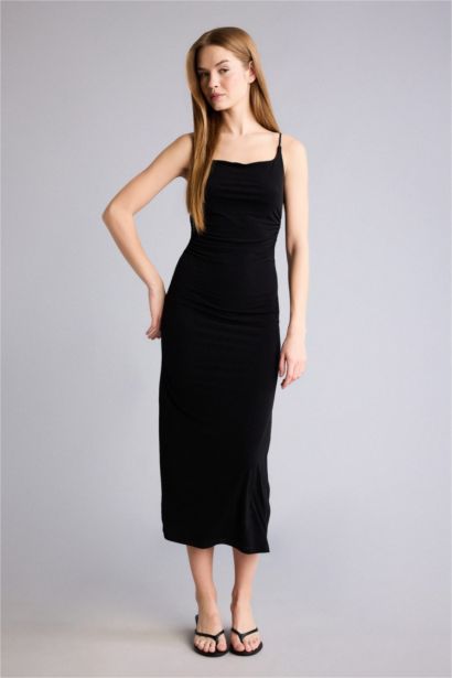 Bodycon Vücudu Saran Maxi Elbise