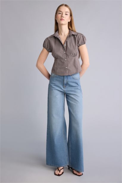 Fıtted Kareli Pamuklu Gömlek