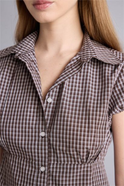 Fıtted Kareli Pamuklu Gömlek