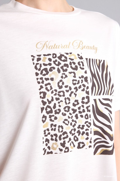 Regular Fit Crew Neck Animal Short Sleeve T-Shirt