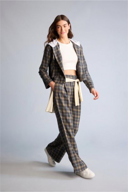 jogger Pocket Detailed Plaid Trousers