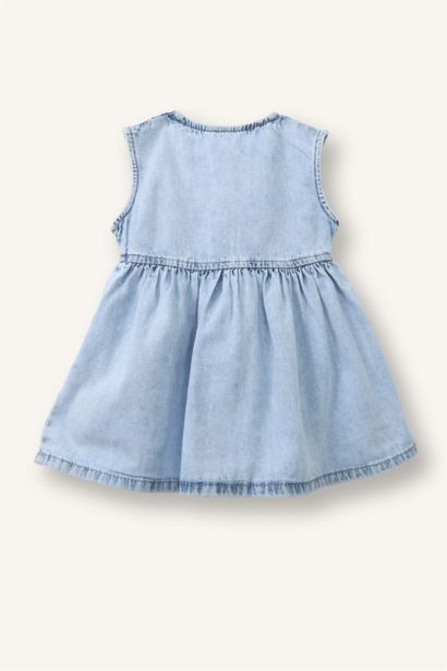 Aplike Kolsuz Jean Elbise Kız Bebek