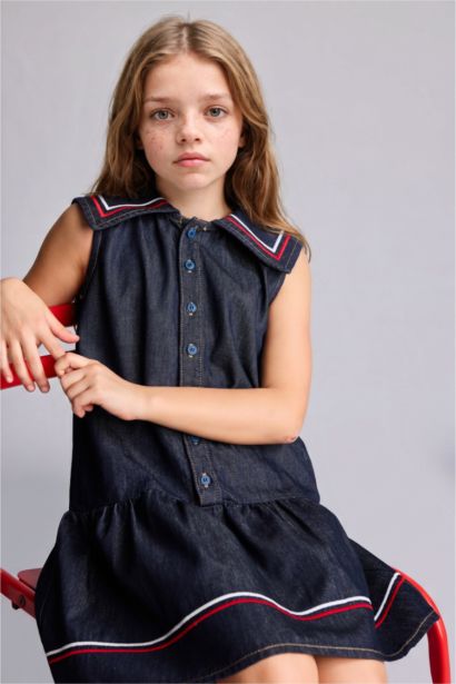Girl Navy Denim Dress