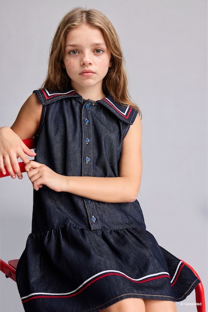 Girl Navy Denim Dress