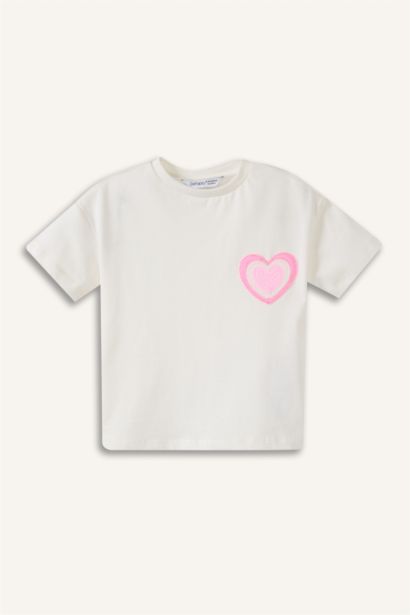 Kalp desenli Tişört Kız Bebek