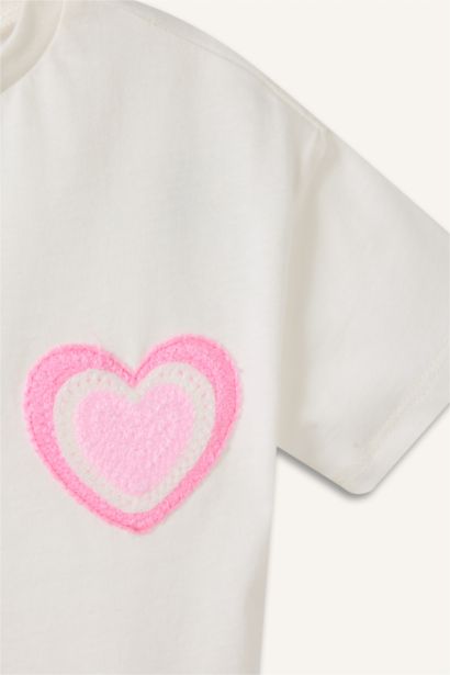 Kalp desenli Tişört Kız Bebek