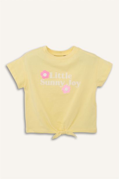 Kısa kollu Çiçek desenli Tişört Kız Bebek