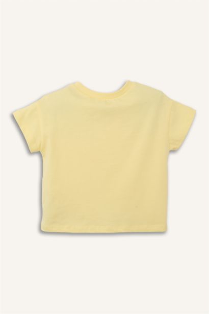 Kısa kollu Çiçek desenli Tişört Kız Bebek