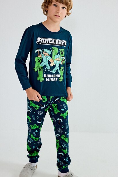 2'li Pijama Takımı Minecraft Baskılı Erkek Çocuk
