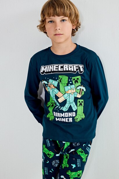 2'li Pijama Takımı Minecraft Baskılı Erkek Çocuk