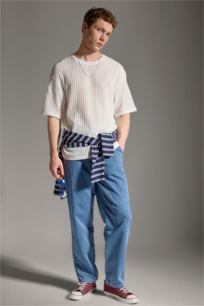 Wıde Leg Elastik Bel Jean Pantolon
