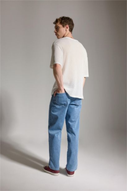 Jean large taille élastique avec cordon