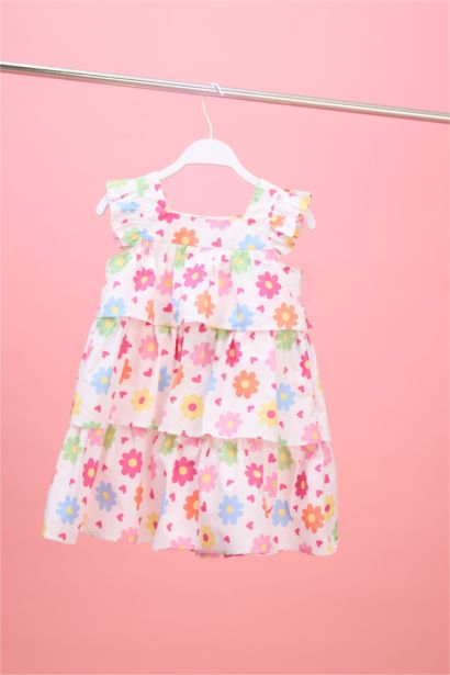 Flower Square Collar Woven Dress