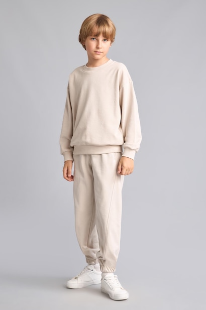 Boy Oversize Fit Beige Jogger Sweatpants
