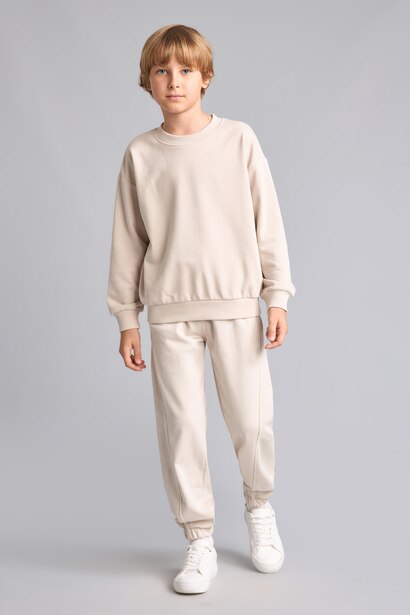 Boy Oversize Fit Beige Jogger Sweatpants