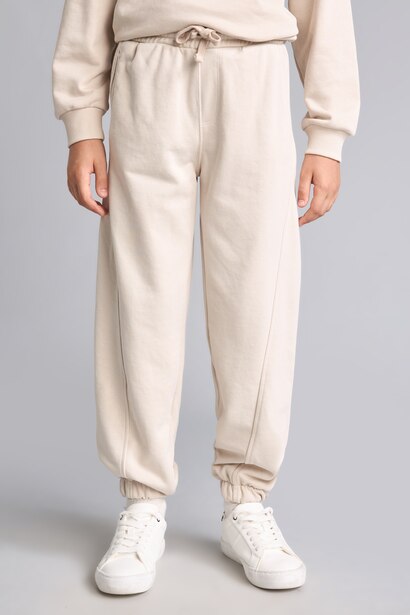 Boy Oversize Fit Beige Jogger Sweatpants