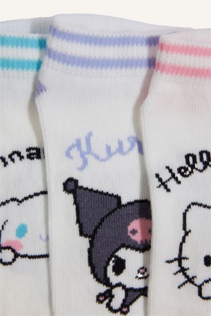 Hello Kitty Pamuklu 3'Lü Patik Çorap Kız Çocuk