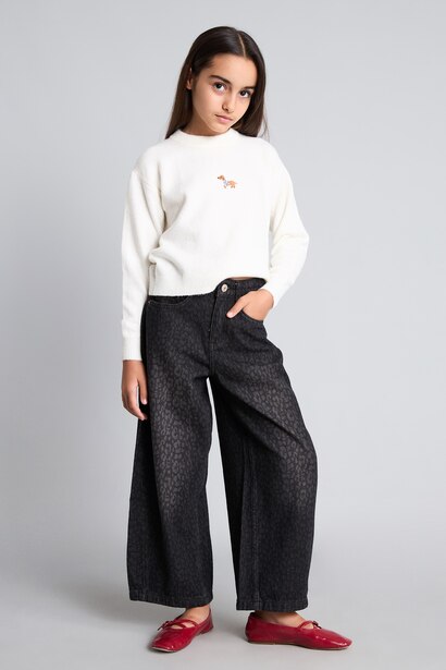 Girl Regular Fit Embroidered Crew Neck Pullover