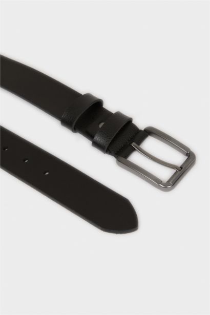 Erkek Dikdörtgen Toka Suni Deri Jean Kemeri