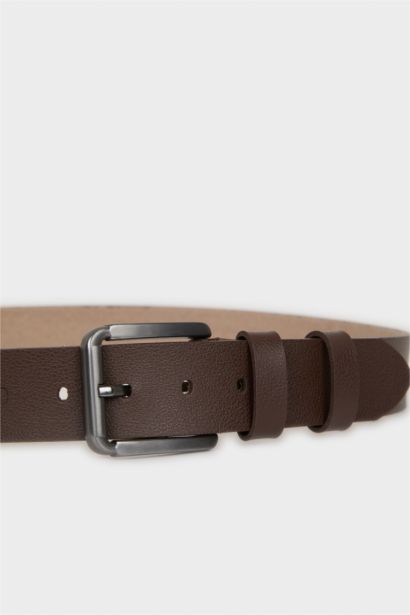 Erkek Dikdörtgen Toka Suni Deri Jean Kemeri