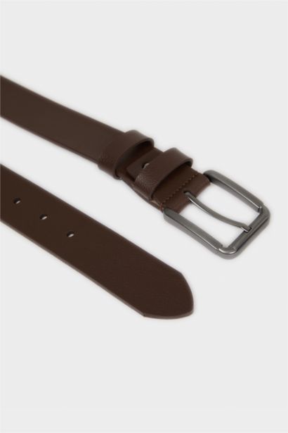 Erkek Dikdörtgen Toka Suni Deri Jean Kemeri