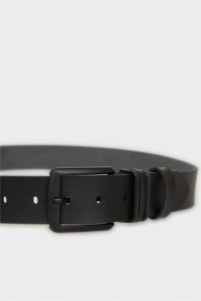 Erkek Dikdörtgen Toka Suni Deri Jean Kemeri