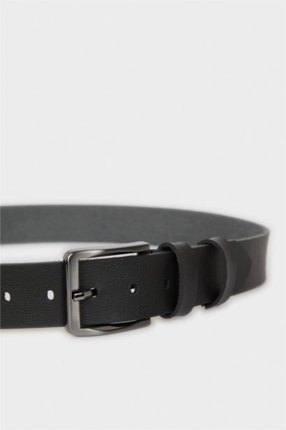 Erkek Dikdörtgen Toka Suni Deri Jean Kemeri