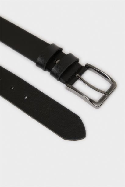 Erkek Dikdörtgen Toka Suni Deri Jean Kemeri