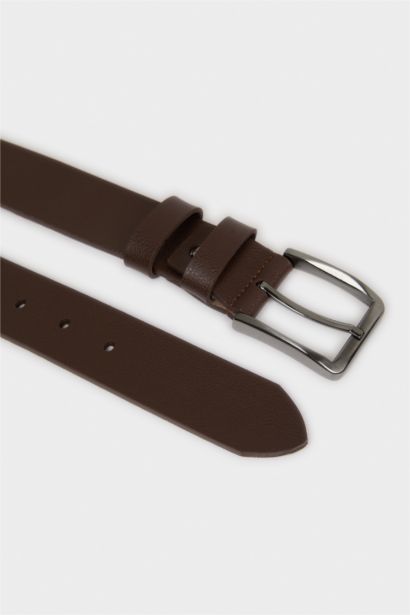 Erkek Dikdörtgen Toka Suni Deri Jean Kemeri