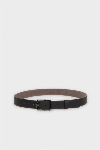 Erkek Dikdörtgen Toka Suni Deri Jean Kemeri