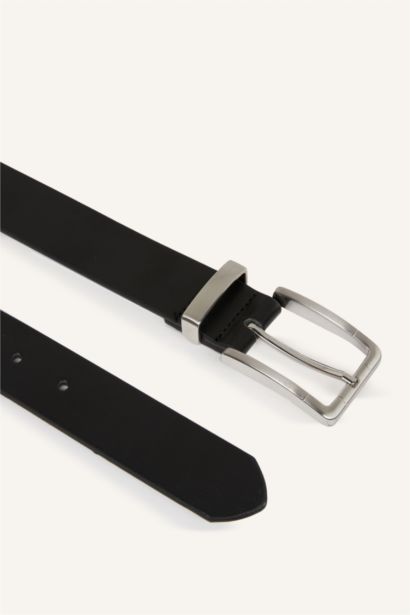 Erkek Dikdörtgen Toka Suni Deri Jean Kemeri