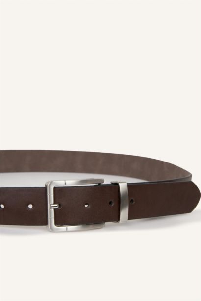 Erkek Dikdörtgen Toka Suni Deri Jean Kemeri