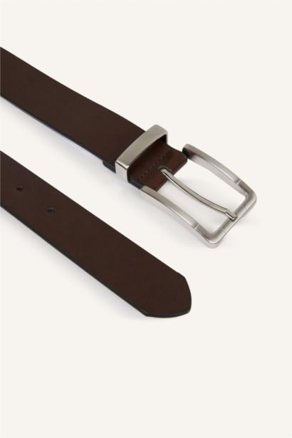 Erkek Dikdörtgen Toka Suni Deri Jean Kemeri