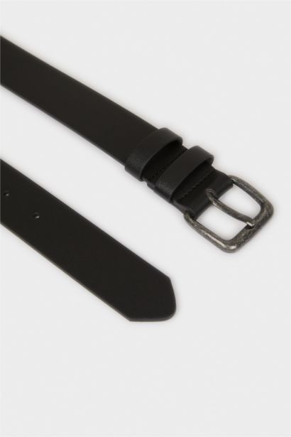 Erkek Dikdörtgen Toka Suni Deri Jean Kemeri