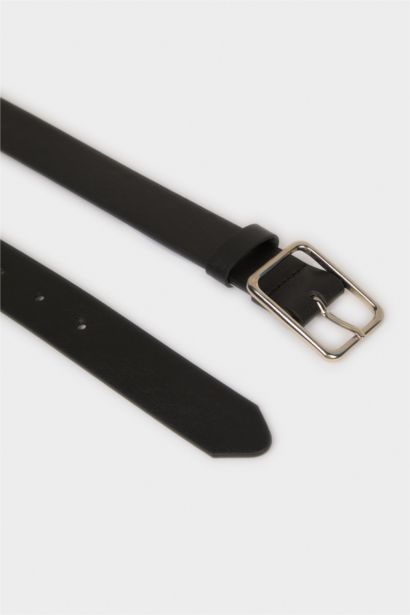 Erkek Dikdörtgen Toka Suni Deri Jean Kemeri