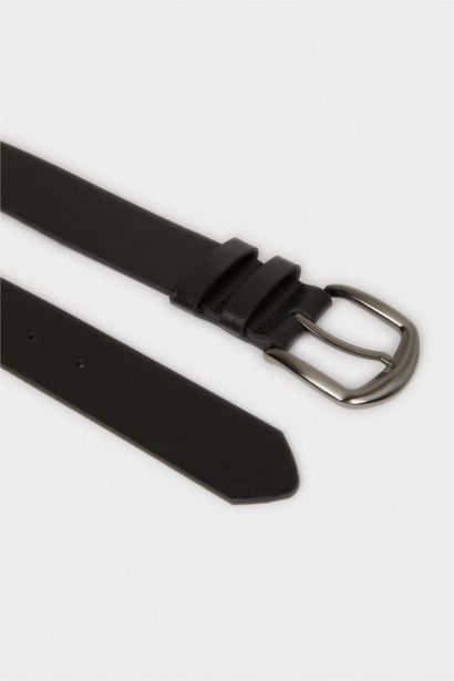 Erkek Dikdörtgen Toka Suni Deri Jean Kemeri