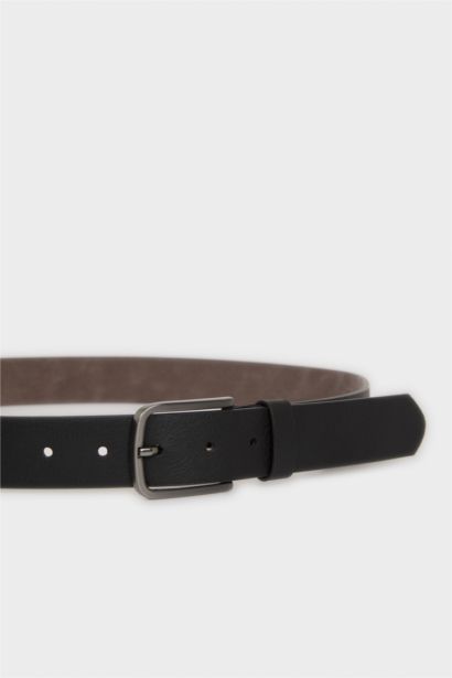 Erkek Dikdörtgen Toka Suni Deri Jean Kemeri