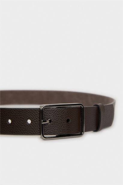 Erkek Dikdörtgen Toka Suni Deri Jean Kemeri