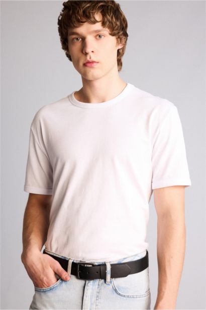 Erkek Dikdörtgen Toka Suni Deri Jean Kemeri