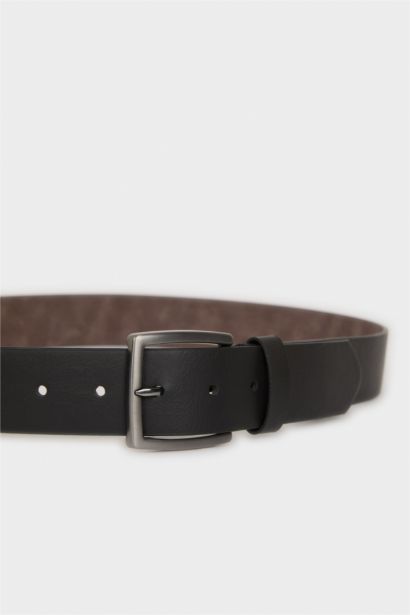 Erkek Dikdörtgen Toka Suni Deri Jean Kemeri