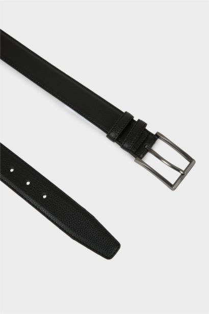 Erkek Dikdörtgen Toka Suni Deri Jean Kemeri