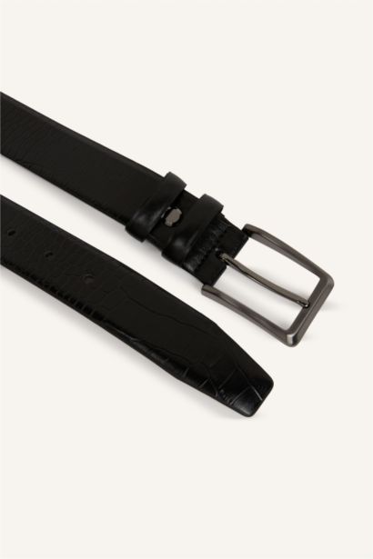 Erkek Dikdörtgen Toka Suni Deri Klasik Kemer