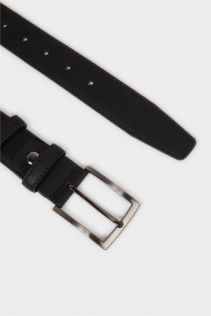 Erkek Dikdörtgen Toka Suni Deri Klasik Kemer