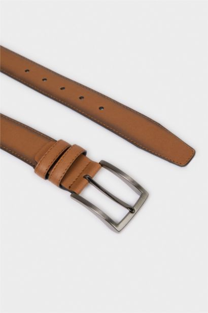 Erkek Dikdörtgen Toka Suni Deri Klasik Kemer