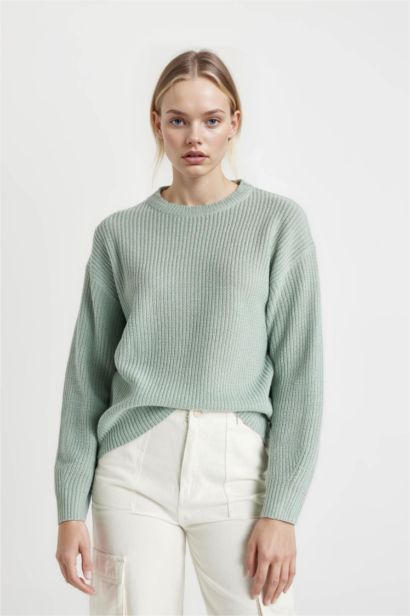 Regular Fit Crew Neck Knitted Pullover